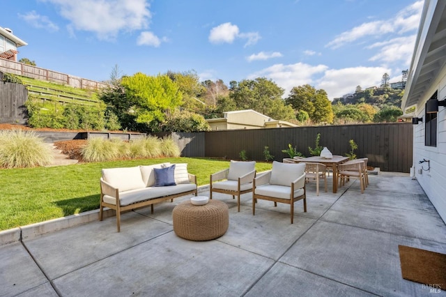 view of patio / terrace with an outdoor living space