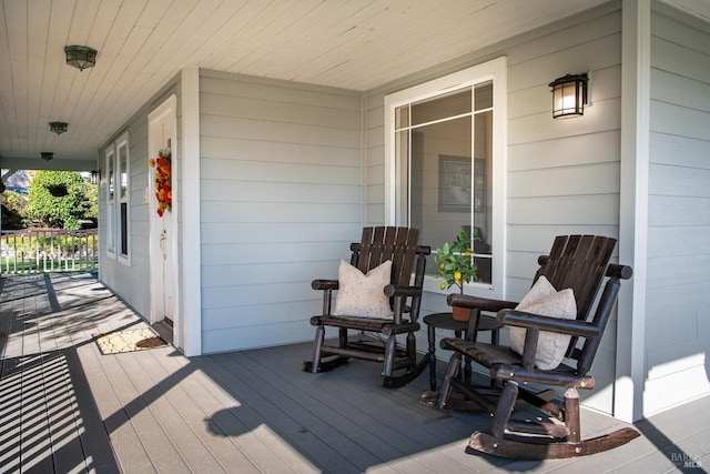 wooden deck with covered porch