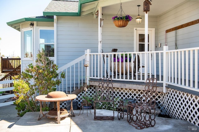 exterior space with covered porch