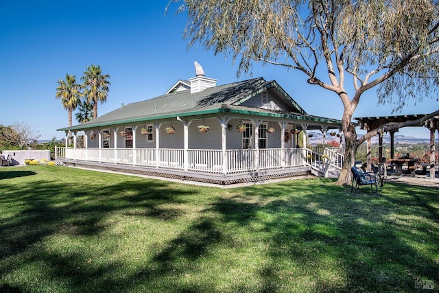 1656 Middle Two Rock Rd, Petaluma, CA 94952 - view of home's exterior featuring a porch, a lawn, and a chimney