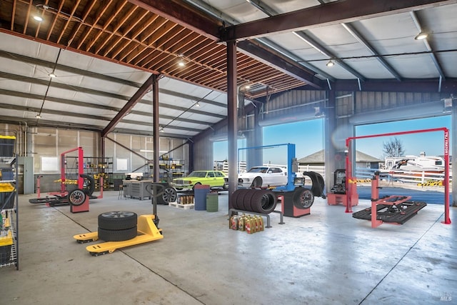 garage featuring metal wall