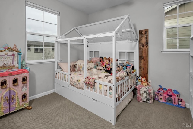 bedroom with carpet floors