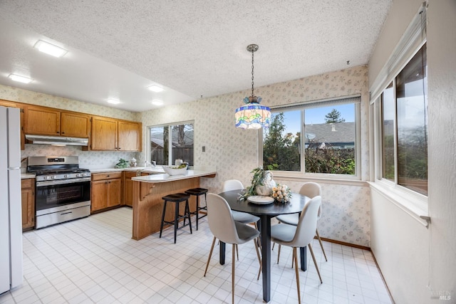 dining area featuring a textured ceiling