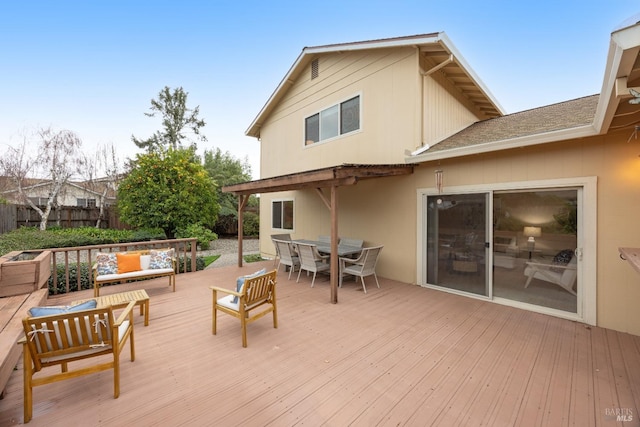 deck with an outdoor hangout area