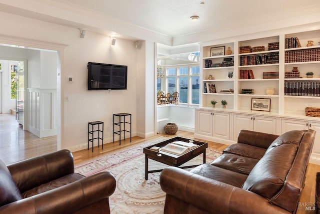 living room with light wood-type flooring