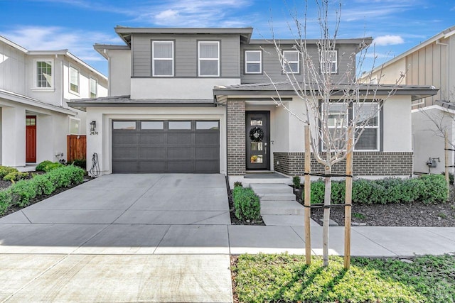 view of front of property with a garage