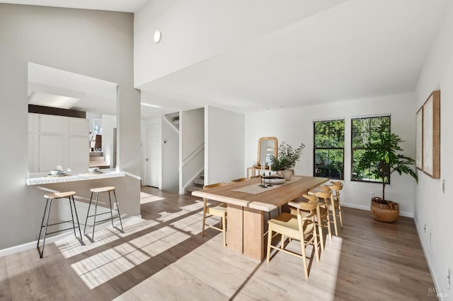 dining room with light wood-type flooring