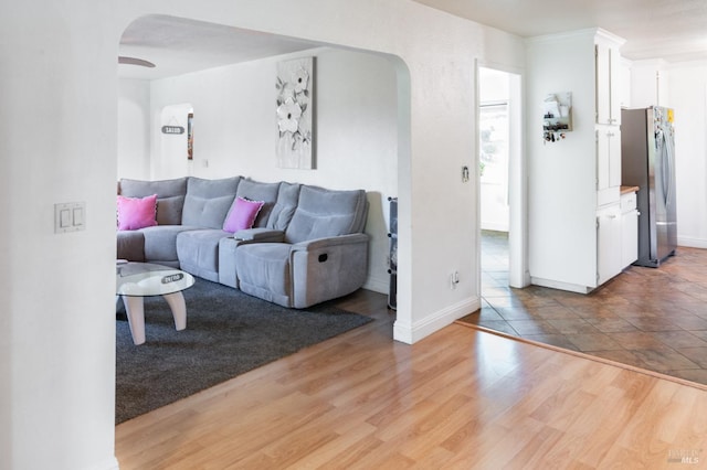 living room featuring light hardwood / wood-style flooring