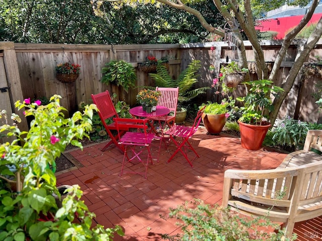 view of patio featuring a fenced backyard