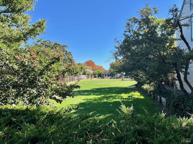 view of yard featuring fence