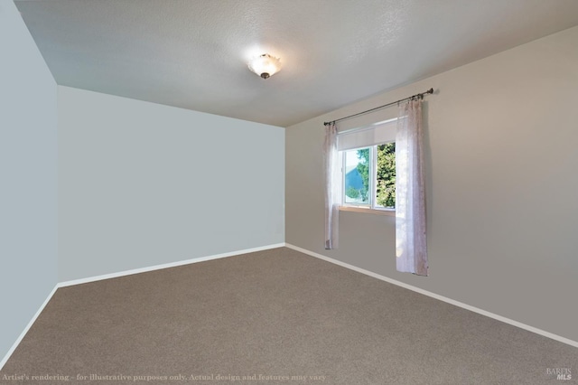 carpeted spare room with baseboards and a textured ceiling