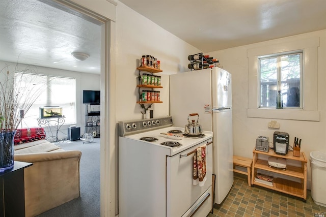 kitchen with white appliances and a healthy amount of sunlight