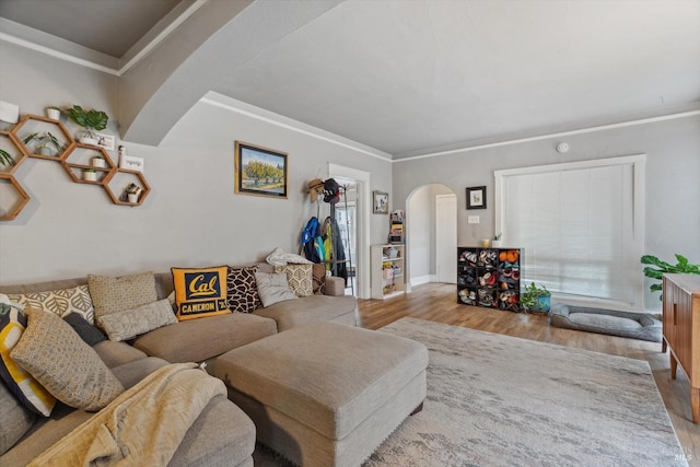 living room with light hardwood / wood-style flooring