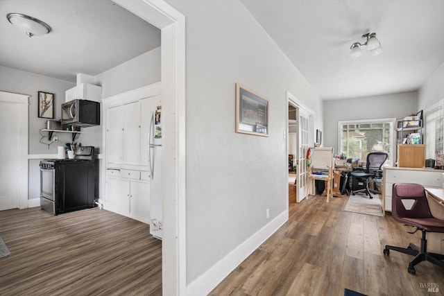 office area featuring dark wood-type flooring