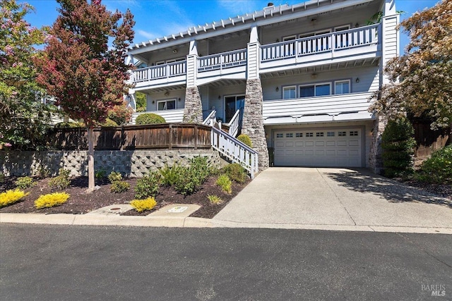 view of front of property with a garage