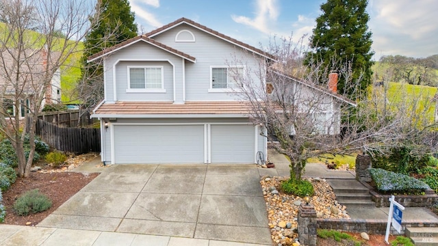 front of property featuring a garage