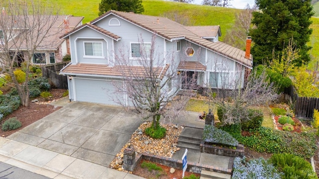 view of front of house with a garage