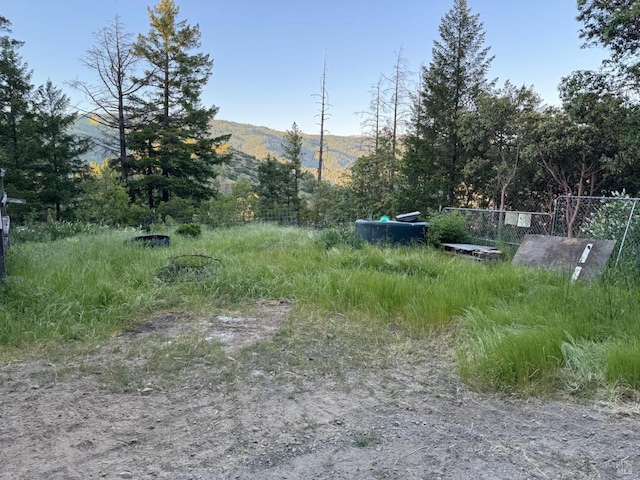 view of yard featuring a mountain view