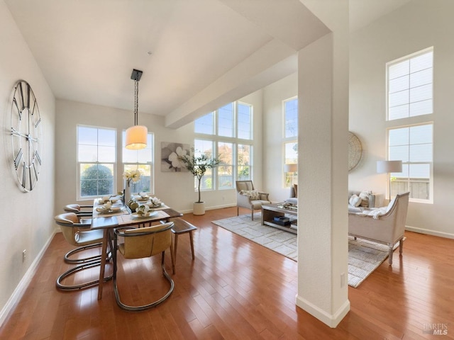 dining space featuring light hardwood / wood-style floors