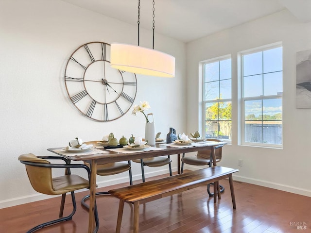 dining room with dark hardwood / wood-style flooring