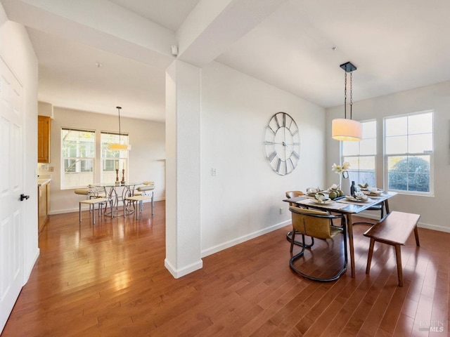 dining space featuring hardwood / wood-style floors