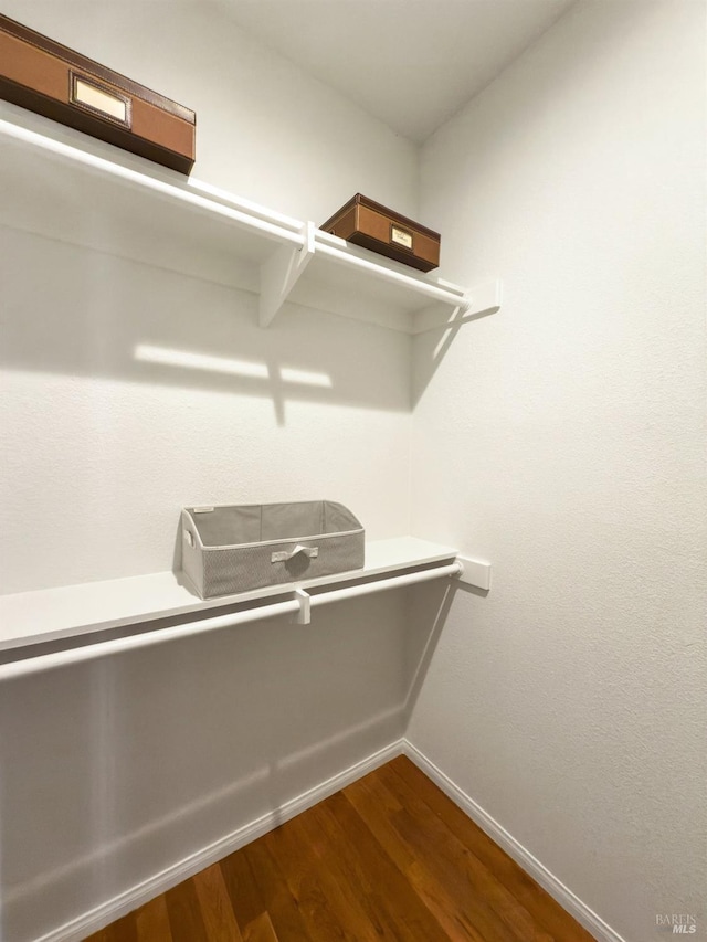 walk in closet featuring hardwood / wood-style flooring