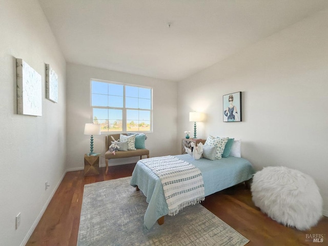 bedroom featuring dark hardwood / wood-style flooring