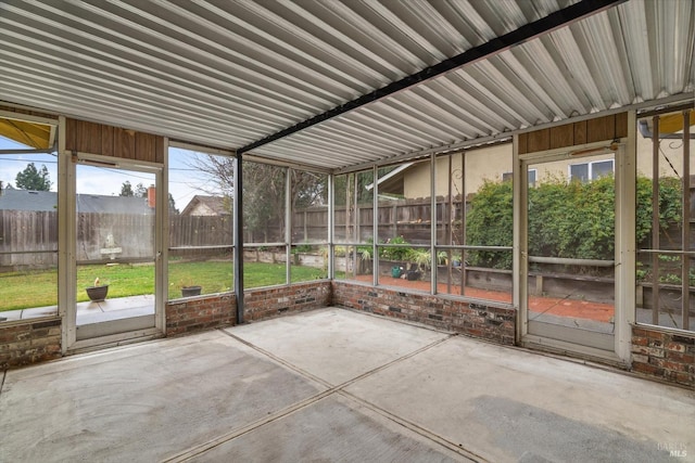 view of unfurnished sunroom