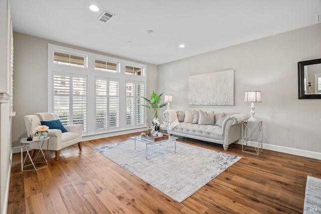 living room with wood-type flooring