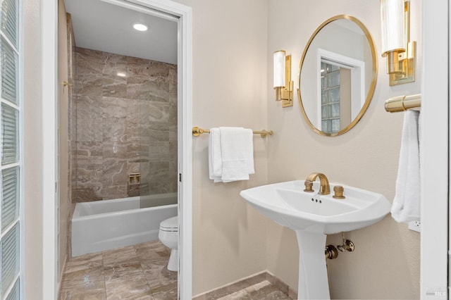 3057 Saint Helena Hwy N, Saint Helena, CA 94574 - full bath featuring toilet, bathtub / shower combination, recessed lighting, and baseboards