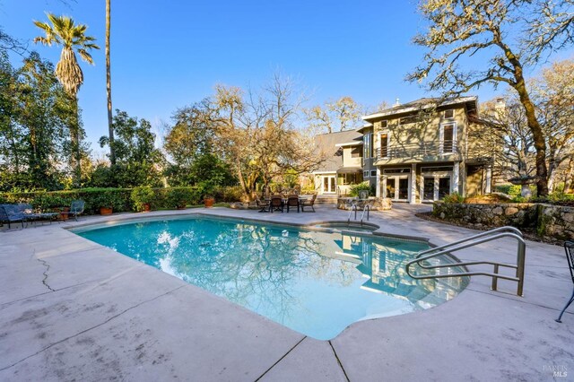 3057 Saint Helena Hwy N, Saint Helena, CA 94574 - view of pool featuring french doors, an in-ground hot tub, and a patio