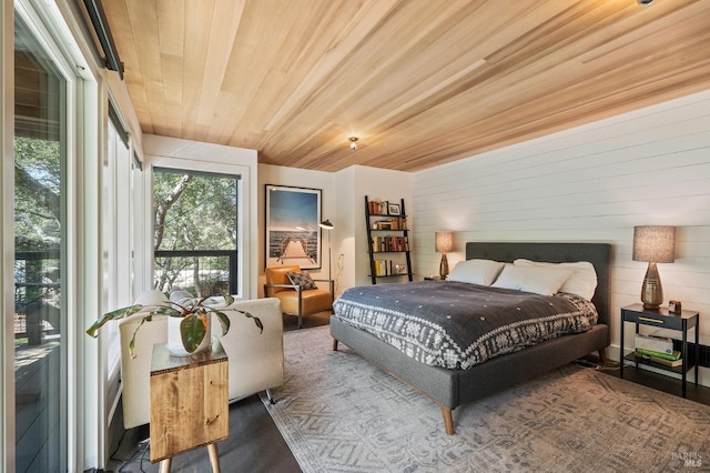 bedroom featuring wooden ceiling