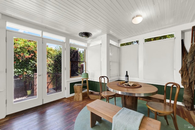 sunroom / solarium with wood ceiling