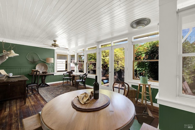 sunroom / solarium with wood ceiling