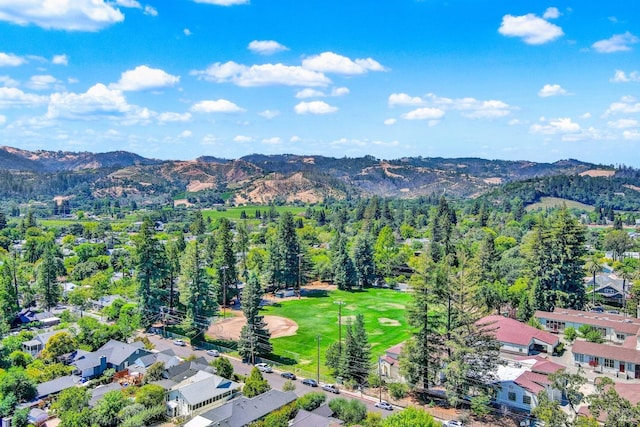 bird's eye view featuring a mountain view