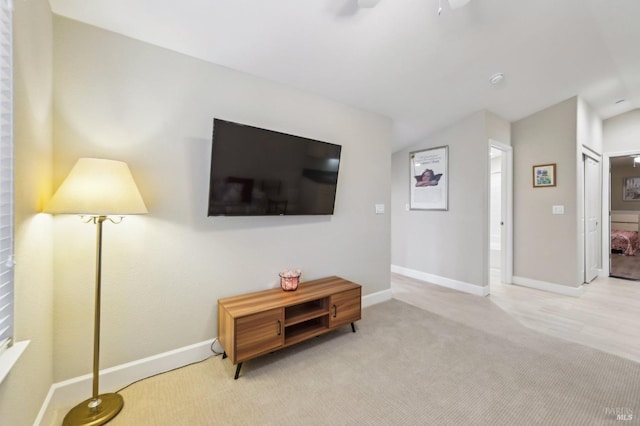 living room featuring light colored carpet