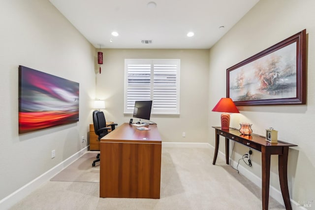 view of carpeted office space