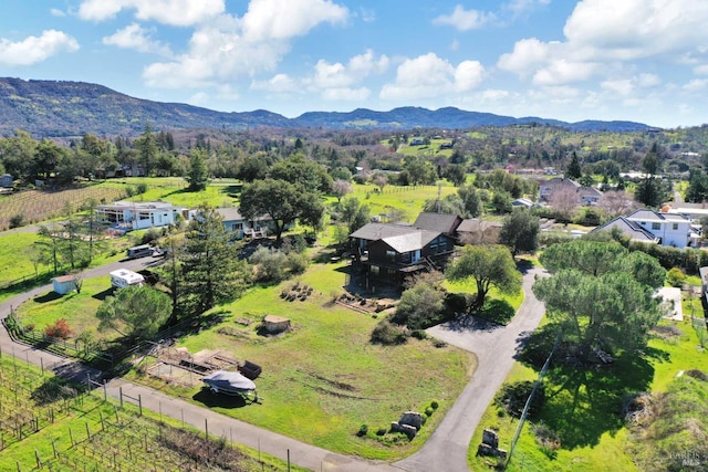 birds eye view of property with a residential view and a mountain view