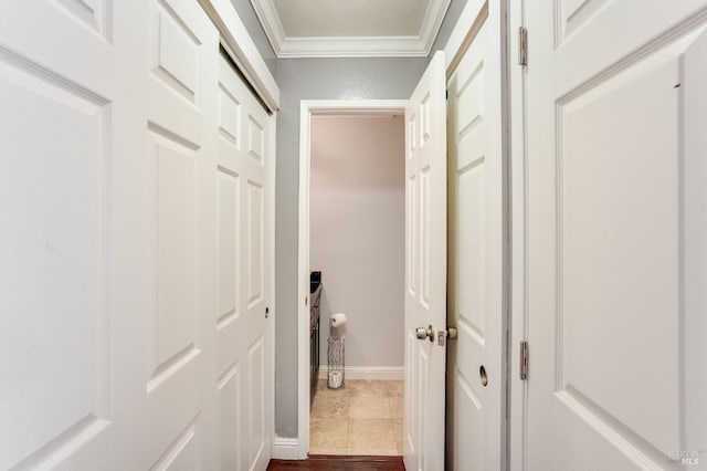 corridor featuring ornamental molding