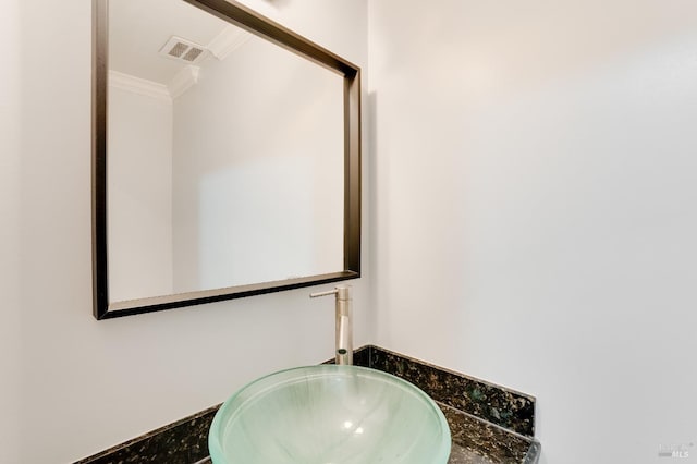 bathroom featuring sink and ornamental molding