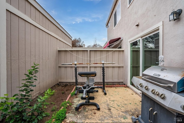 view of patio / terrace featuring a grill