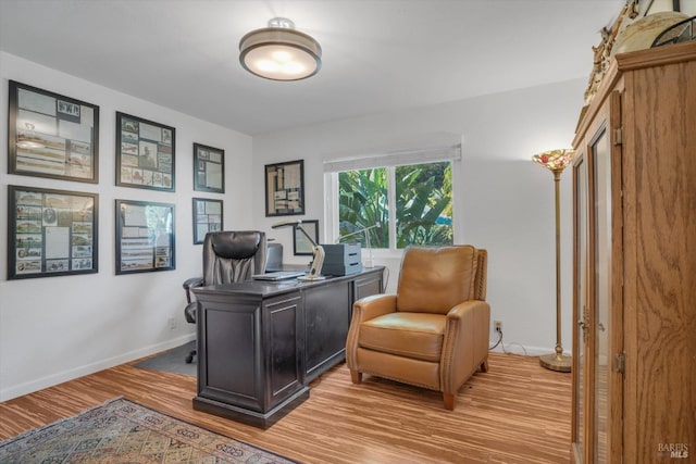 office space with light hardwood / wood-style floors