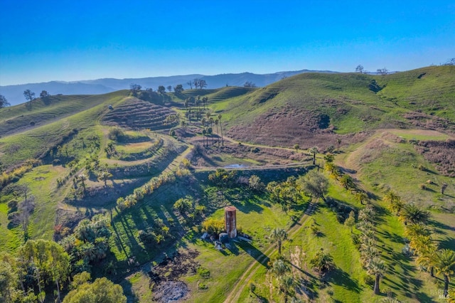 birds eye view of property with a mountain view