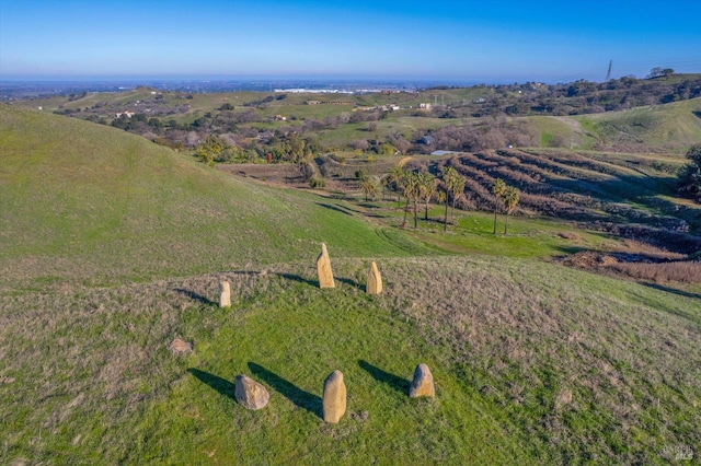 birds eye view of property with a rural view