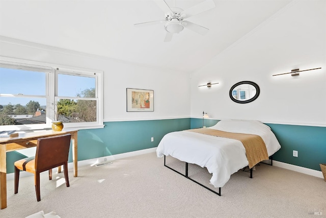 carpeted bedroom featuring vaulted ceiling