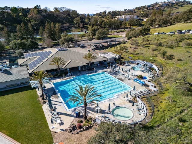 pool with a patio