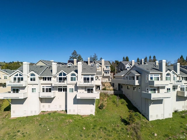 drone / aerial view with a residential view