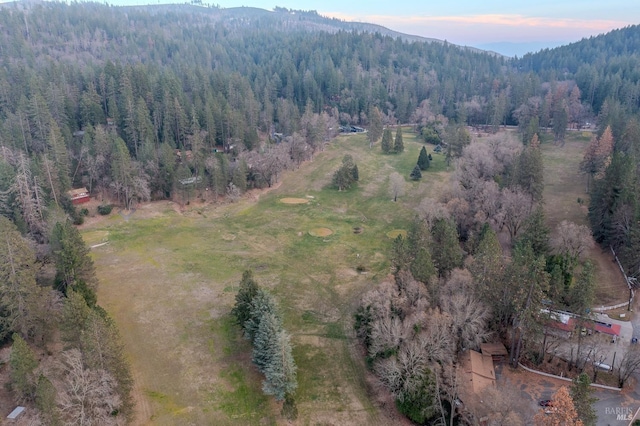 view of aerial view at dusk