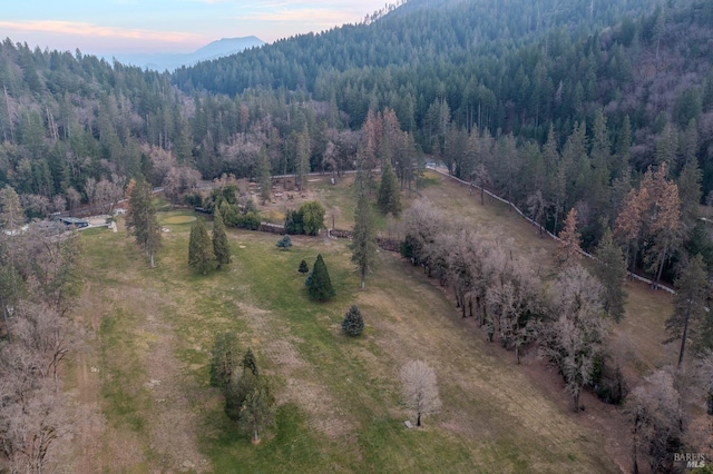 aerial view at dusk with a mountain view