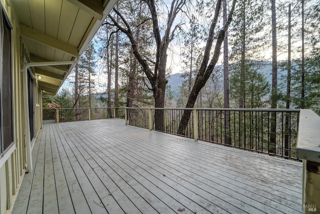 deck with a mountain view